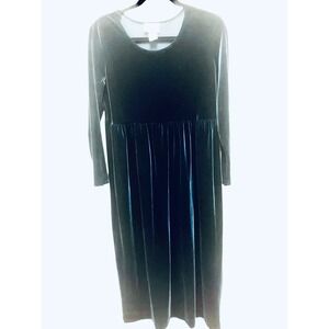 Velvet Dress Forest Green Party Baby Doll Umpire Maxi EXPO VTG 70's Petite 10